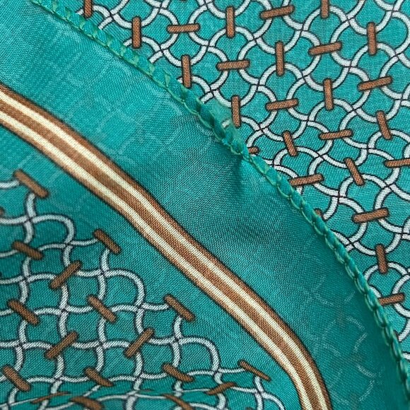 Vintage Leona Edmiston Long Green Equine Theme Scarf Sheer Chiffon 60x11 - Picture 6 of 6